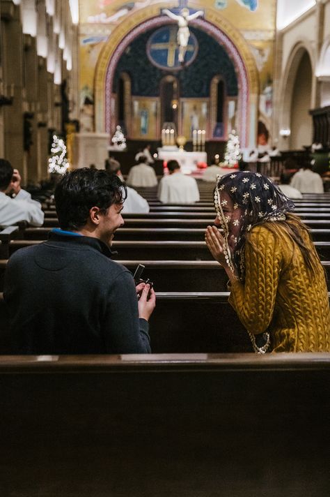 Catholic Couple Aesthetic, Catholic Engagement Photos, Latin Mass Wedding, Catholic Wedding Aesthetic, Catholic Couple, Catholic Photography, Christian Engagement, Catholic Core, Church Date