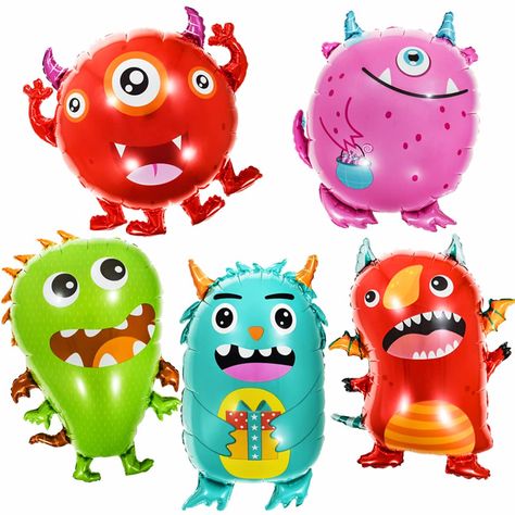 PRICES MAY VARY. Party decoration packaging: 5pcs Monsters shape aluminum balloons，Monsters aluminum balloons the perfect theme party. party supplies: Monsters aluminum film balloons are very popular among children. If you plan to host a Monsters themed birthday party for your children, the brightly colored balloon set will bring great success and fun to your party. High-quality materials: balloons are made of high-quality aluminum materials, thick enough and durable, not easy to break, not easy Birthday Party Decorations Red, Monsters Inc Party, Monster Balloons, Balloon Birthday Themes, Monster Shapes, Little Monster Party, Space Party Decorations, Monster Birthday Parties, Monster Theme