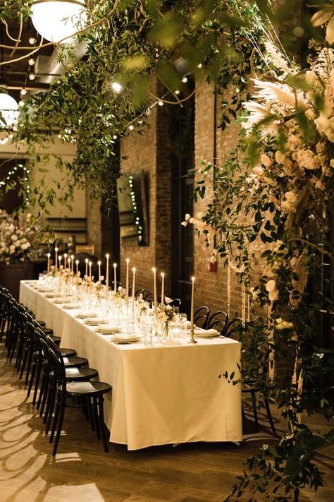 Green Indoor Wedding, Indoor Micro Wedding, Indoor Garden Wedding Reception, Indoor Winter Wedding, Tuscan Dinner, Maman Nyc, Wythe Hotel Wedding, Rita Vinieris, Garden Event