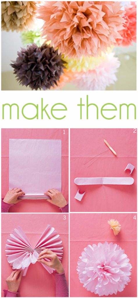 39 Easy DIY Party Decorations - Tissue Paper Pom Poms - Quick And Cheap Party Decors, Easy Ideas For DIY Party Decor, Birthday Decorations, Budget Do It Yourself Party Decorations http://diyjoy.com/easy-diy-party-decorations Cheap Party Decorations, Kerajinan Diy, Tissue Paper Pom Poms, Paper Pom Poms, Silvester Party, Diy Simple, Tissue Paper Flowers, Diy Party Decorations, Diy Wedding Decorations