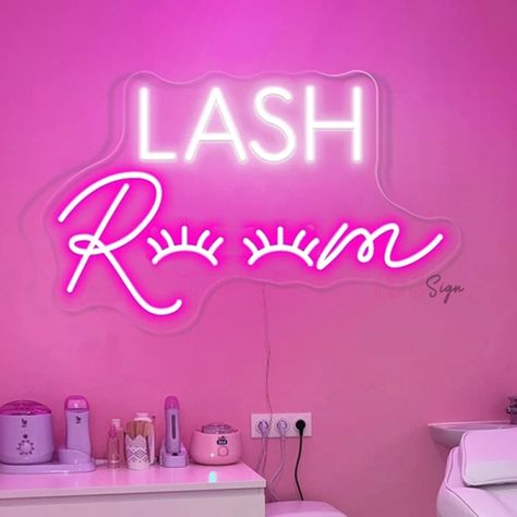 Lash Led Light, Neon Lashes, Lash Room Ideas, Hair Room, Makeup Studio Decor, Wall Art Neon, Lash Room Decor, Neon Led Sign, Eyelash Logo