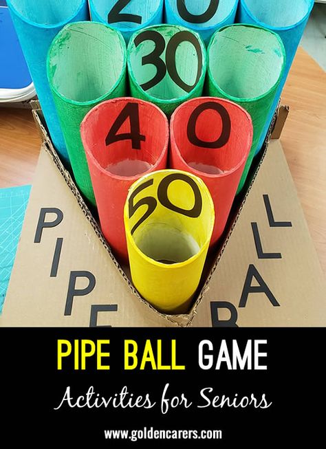 Pipe Ball Game Long Term Care Activities, Activity Ideas For Seniors, Older Adults Activities, Nursing Home Crafts, Ideas For Seniors, Assisted Living Activities, Senior Center Activities, Memory Care Activities, Activities For Seniors