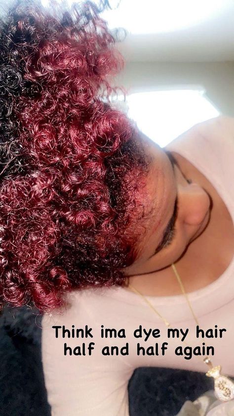 Burgundy Skunk Stripe, Skunk Stripe Hair, Stripe Hair, Skunk Stripe, Dye My Hair, Curly Hair, Curly Hair Styles, Dye, Hair Styles