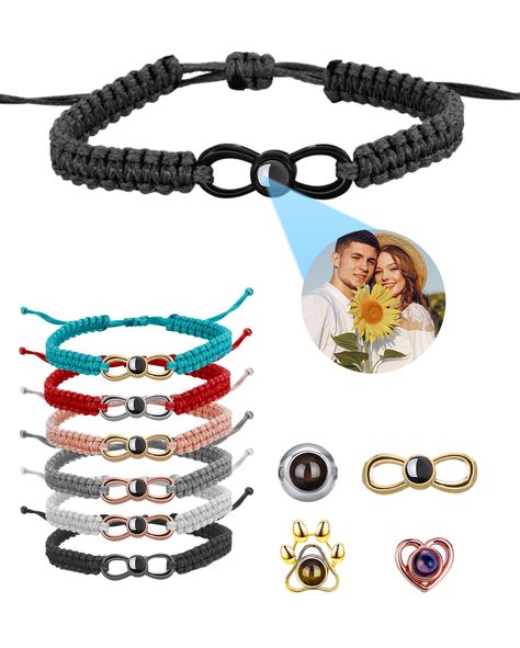 PRICES MAY VARY. ✅ 𝐏𝐄𝐑𝐒𝐎𝐍𝐀𝐋𝐈𝐙𝐄𝐃 𝐂𝐇𝐀𝐑𝐌: Elevate your style with our unique bracelet, offering a one-of-a-kind photo pendant. Tailored to celebrate moments, this piece marries fashion with heartfelt memories, becoming more than just an accessory but a treasure. ✅ 𝐕𝐈𝐁𝐑𝐀𝐍𝐓 𝐕𝐀𝐑𝐈𝐄𝐓𝐘: Dive into a world of 60 exclusive combinations! Mix and match from six rope hues, three projection stones, and five color options to craft a bracelet that's as unique as you. Flaunt your per Bracelet With Picture, Bracelet For Couples, Photo Projection Bracelet, Picture Bracelet, Memory Bracelet, Circle Photo, Kind Photo, Memorial Bracelet, Custom Bracelet