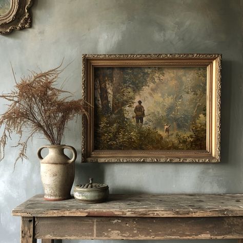 The Hunt Dark Academia Print, Hunting Wall Art, Moody Nature Art, Forest Cabin Decor, Vintage Oil Painting Aesthetic, Antique Home Decor - Etsy Modern Victorian Artwork, Wall Vintage Decor, Antique Contemporary Decor, Vintage Hunting Prints, Vintage Decor Pieces, Moody Academia Decor, Vintage Wall Paint, Dark Vintage Home Decor, Antique Hunting Decor