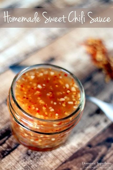 Homemade Sweet Chili Sauce is perfect on chicken, fish, vegetables or beef! Whip this up in minutes and have your own fresh Sweet Chili Sauce on hand all the time! Homemade Sweet Chili Sauce, Sweet Chili Sauce Recipe, Chili Sauce Recipe, Tandoori Masala, Marinade Sauce, Homemade Sweets, Sauce For Chicken, Sweet Chili Sauce, Homemade Sauce