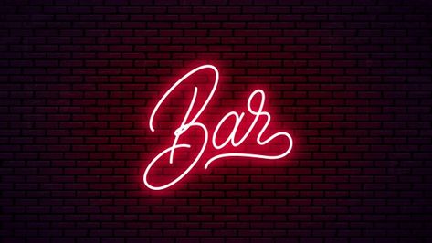 Bar neon hand drawn lettering. ready glo... | Premium Vector #Freepik #vector #light #red #text #wall Bar Letters, Signboard Design, On Air Sign, Restaurant Designs, Neon Text, Cocktail Sign, Text Wall, Calligraphy Signs, Sign Board Design