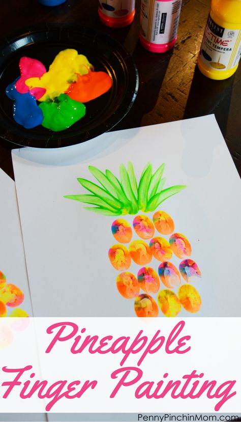 Easy Kids DIY Project:  Pineapple Finger Painting… Pineapple Crafts, Craft Summer, Hawaiian Crafts, Finger Paints, Summer Art Projects, Crafts For Kids Easy, Diy Summer Crafts, Daycare Center, Easy Art Projects