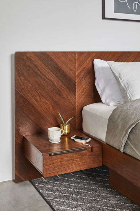 Our bedroom collections bring mid-century flare and practical storage solutions. Whether a guest bedroom or your personal chambers, these contemporary styles offer relaxation and reprieve. #WabiSabi #WabiBedroom #BedroomInspo Walnut Bedroom Ideas, Bedroom Storage Solutions, Modern Bedroom Storage, Walnut Bedroom, Tractor Design, Condo Bedroom, Headboard With Shelves, Modern Bed Frame, Cabinet Display