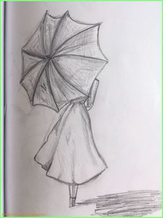 Sketches Of Girls Faces, Umbrella Drawing, Cartoon Drawings Of People, Girl Drawing Sketches, Art Sketches Pencil, Autumn Scenes, Sketches Easy, Pencil Sketch, Drawing People