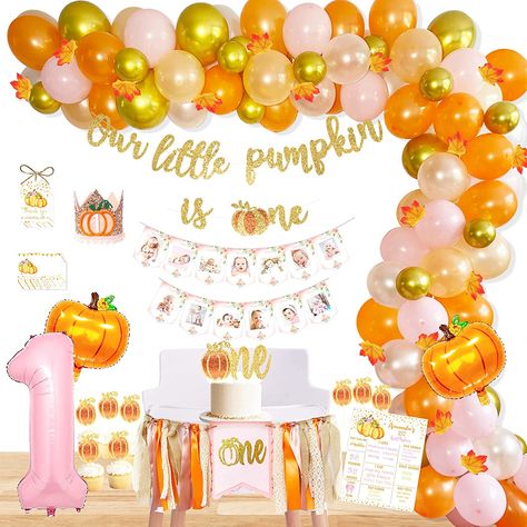 Fall 1st Birthdays, Pumpkin Birthday Parties, Leaf Pumpkin, Pumpkin 1st Birthdays, 1st Birthday Girl Decorations, Pumpkin First Birthday, Boy Birthday Decorations, Girls Birthday Party Decorations, Pumpkin Garland