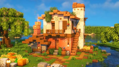 A cosy Italian-themed Minecraft house built with SheraNom & KlayDesign - perfect for survival. Downloads are available on my Patreon. Italian Style Minecraft House, Italian Minecraft House, Minecraft Italian, Italian Beach House, Minecraft Hus, Minecraft Beach, Minecraft Survival House, Italian Style House, Minecraft Beach House