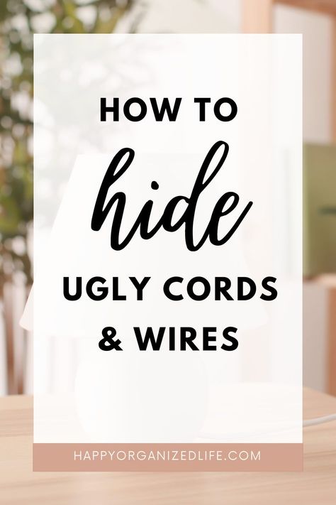 How To Hide Ugly and Unsightly Cords and Wires - 1 quick, easy, and inexpensive tip that can hide your cords and make your home look a million times better. Hiding Cords On Desk In Middle Of Room, Hide Cords On Countertop, Creative Ways To Hide Cords, Hide Power Strip, How To Hide Wires, How To Hide Lamp Cords, How To Hide Cords On Kitchen Counter, Wire Hiding Ideas, How To Hide Cords