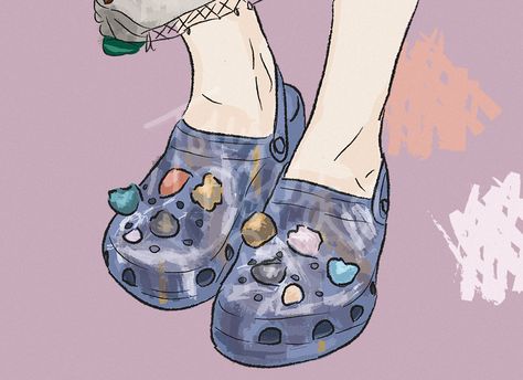 Crocs Illustrations, Crocs Drawings, Crocs Fashion, Painting References, Shoes Drawing, Shrink Plastic, Christopher Kane, Fashion Illustrations, Spring Summer 2017