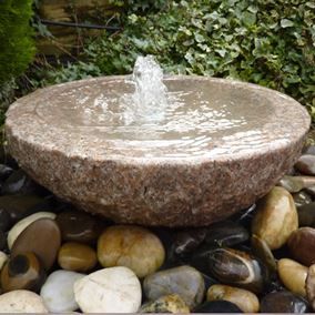 Solar Water Feature, Stone Water Features, Diy Solar Fountain, Pink Granite, Outdoor Water Features, Garden Water Feature, Solar Fountain, Fountain Pump, Garden Water