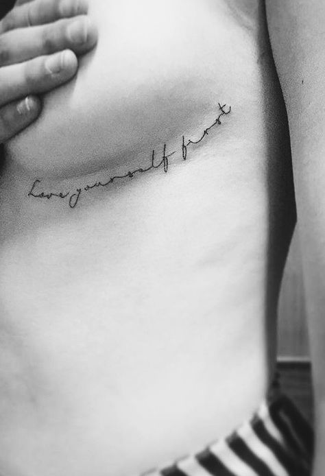 #underboobtattoo #fineline #simpletatto #sideboob #tattoo #quote Underboob Quote Tattoo, Underboob Tattoo Words, Underboob Tattoo Quote, Tattoo Ideas Female Underboob, Underboob Tattoos Words, Side Body Tattoo, Underboob Tattoo Designs, Tattoo Quote, Underboob Tattoo