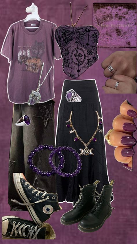 Witchcore Outfit, Purple Outfit Aesthetic, Match Outfits, Purple Outfit, Date Idea, Mazzy Star, Earthy Outfits, Funky Outfits, Witch Outfit