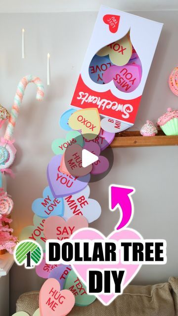 Valentines Day Craft Ideas, Bargain Bethany, Conversation Hearts Crafts, Valentines Window Display, Valentine Messages, Heart Diy, Valentines Crafts, Diy Valentines Decorations, Conversation Hearts