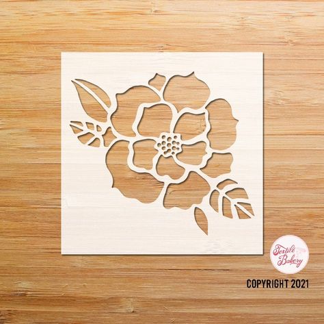 Stencil Patterns For Fabric Painting, Stencil Flower Design, Simple Flower Stencil Pattern, Stencil Printing Design Patterns, Pola Stensil, Magnolia Stencil, Easy Stencil Patterns, Botanical Stencil, Painting Magnolia