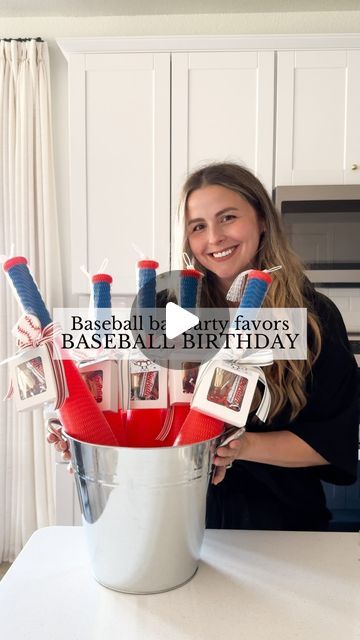 Sierra Miller | Content Creator on Instagram: "It took me so long to figure out these party favors but I’m SO happy with how they turned out. ⚾️ Comment LINK to shop supplies + get the free favor tag Canva template! 🔗 . . . . . . . #baseball #baseballbat #baseballfavors #baseballparty #baseballbirthday #baseballbirthdayparty #baseballbirthdaytheme #dollartree #dollartreediy #dollartreefinds #boysbirthday #partyfavors #diypartyfavors #partyfavor #kidspartyfavors" Baseball Theme Birthday Party Favors, Baseball Sleepover Party, Baseball Themed Goodie Bags, Baseball Party Ideas For Adults, Baseball Birthday Goodie Bags, Sport Party Favors, Rookie Of The Year Favors, Baseball Party Diy, Baseball Party Favor Ideas