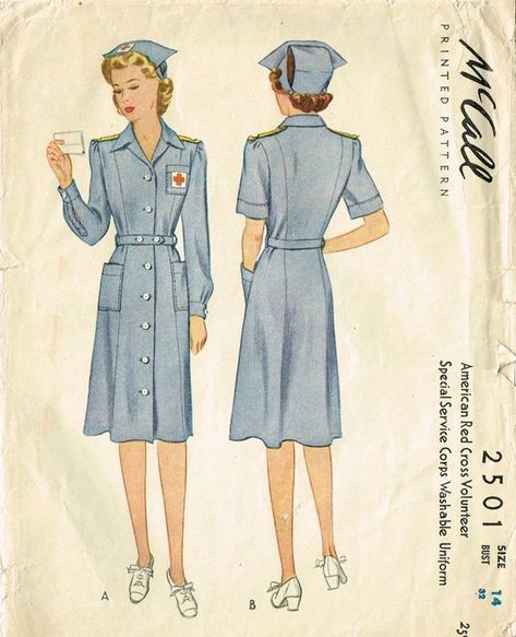 uniforms – PatternVault 1960s Nurse Uniform, 1940s Nurse Uniform, Old Nurse Uniform, Wwii Nurse Uniform, Vintage Nurse Outfit, Vintage Nurse Aesthetic, Ww2 Nurse Uniform, 1950s Nurse, 1940s Nurse