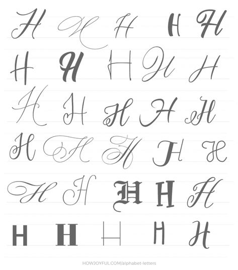 Lettering Alphabet Handwritten, Calligraphy H, Letter H Design, Letters Worksheets, Alphabet Letter Worksheets, Tattoo Fonts Alphabet, H Tattoo, Different Lettering, Lettering Styles Alphabet