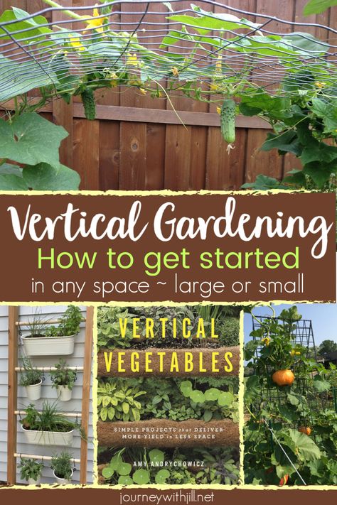 Growing vertical vegetables doesn't require a large garden. You can grow vertically in raised beds, containers, or your garden bed. These vertical gardening tips will get you started, and this DIY gardening book, Vertical Vegetables, will help you DIY vertical gardening no matter your space and budget. #verticalgardening #verticalgarden Grow Vertically, Vertical Container Gardening, Kebun Herbal, Taman Diy, Diy Container Gardening, Funny Vine, Diy Garden Patio, Vertical Vegetable Garden, Vertical Herb Garden