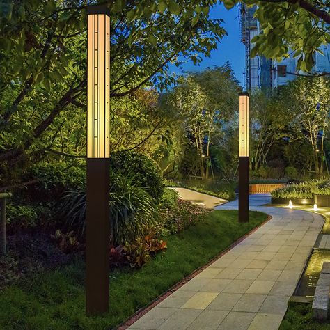 "Modern Waterproof Outdoor Lamp Post Lights Pole Light Driveway Street Pillar Light Decorating Pathway Lights Landscape Lighting" Outdoor Pole Lights, Poles For Outdoor Lights, Garden Lamp Post, Pole Lights, Elegant Landscape, Column Lighting, Driveway Lighting, Elegant Lamp, Farmhouse Ceiling Fan