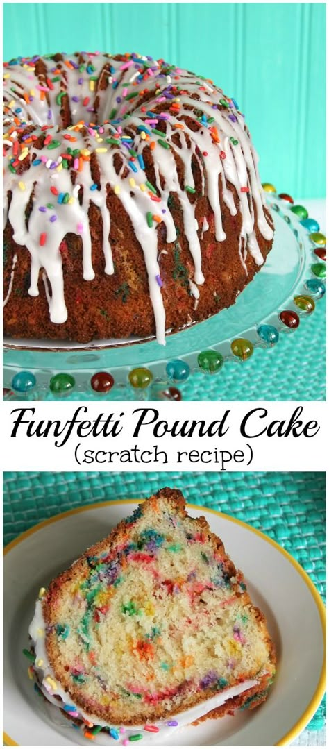 Funfetti Pound Cake scratch recipe Pound Cake Birthday Cake Ideas, Birthday Cake Pound Cake, Birthday Pound Cake Ideas, Funfetti Pound Cake, Pound Cake Birthday Cake, Birthday Pound Cake, Savory Cakes, Pound Cakes, Funfetti Cake