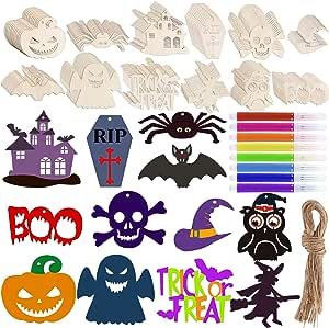 #affiliatelinks Hanging Crafts For Kids, Crafts For Kids Halloween, Halloween Decoration Diy, Wooden Halloween Decorations, Halloween Tree Decorations, Hanging Crafts, Halloween Decorations For Kids, Manualidades Halloween, Wooden Slices