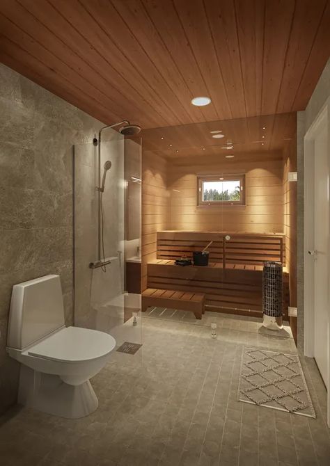 #bathroominspo #sauna #spa Bathroom And Sauna Ideas, Sauna In The Bathroom, Sauna Bathroom Layout, Built In Sauna Bathroom, Sauna Lounge Room, Sauna Bathroom Ideas Small Spaces, Mini Sauna Bathroom, Indoor Cold Plunge Tub, Small Bathroom With Sauna