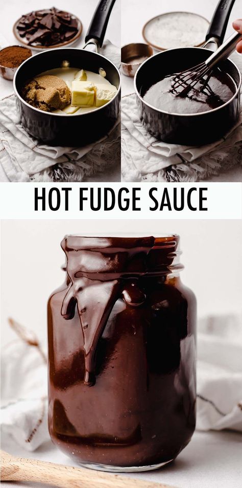 You only need five major ingredients and less than 10 minutes to make your own rich and thick hot fudge sauce at home. Use as an ice cream topping, on top of your favorite baked goods, or to make chocolate milk or hot chocolate! This homemade hot fudge sauce recipe is sure to be a family favorite. | hot fudge sauce recipe cocoa | hot fudge sauce recipe easy | homemade hot fudge sauce cocoa | how to make hot fudge sauce easy | how to make hot fudge sauce homemade Homemade Hot Fudge Sauce, Hot Fudge Sauce Recipe, Fudge Sauce Recipe, Fudge Topping, Chocolate Fudge Topping, Homemade Chocolate Fudge, Homemade Hot Fudge, Chocolate Fudge Sauce, Autumn Baking