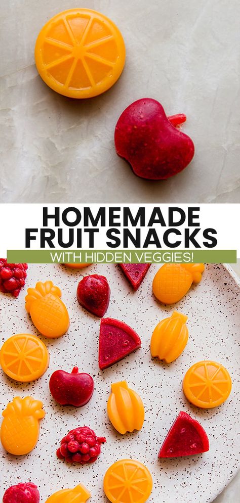 Homemade Fruit Snacks (with veggies!) - Unbound Wellness Snacks With Veggies, Fruit Snack Recipe, Homemade Fruit Snacks, Unbound Wellness, Baby Snacks, Healthy Toddler Meals, Hidden Veggies, Toddler Snacks, Homemade Baby Food