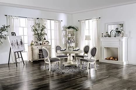 Jennifer Taylor Home A2-859-4-52130 Anastasia Tufted Wingback King Bed, Navy Blue White Dinner Table, White Round Dining Table, Round Dining Room Sets, Round Dining Table Sets, White Dinner, Round Dining Room, Round Dining Set, Mesa Exterior, Family Meal