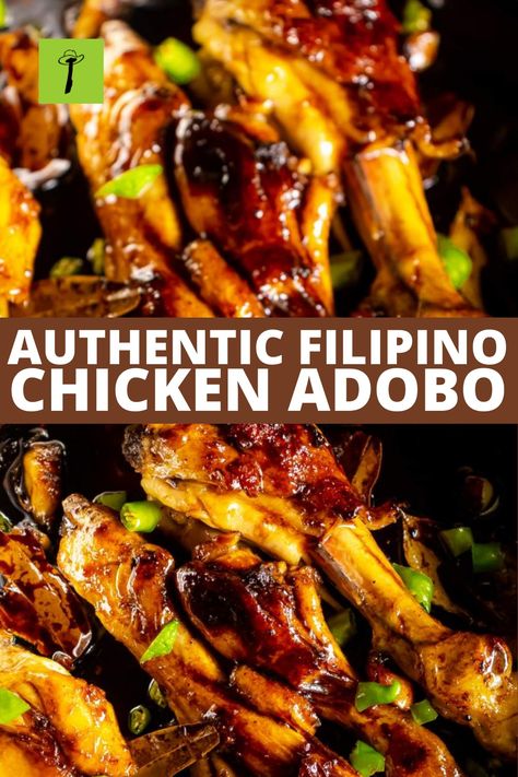 Chicken Adobo Recipe (Authentic Filipino) Philapino Recipes, Filipino Adobo Chicken, Chicken Adobo Recipe Easy, Vikalinka Recipes, Phillipino Food, Filipino Adobo, Chicken Adobo Recipe, Easy Filipino Recipes, Easy Chicken Dinner