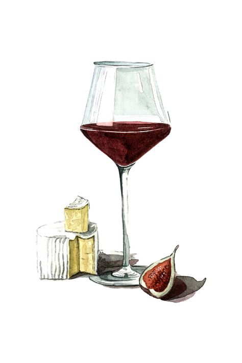 Charcuterie Watercolor Print Giclée print, hand signed and mailed flat Charcuterie Watercolor, Red Wine Watercolor, Wine Bottle Watercolor, Red Wine Illustration, Charcuterie Drawing, Wine Drawing, Wine Watercolor, Wine Illustration, Watercolor Food Illustration