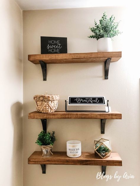 Bathroom Floating Shelves, Float Shelf, Powder Bathroom, Floating Shelf Decor, Shelf Decor Living Room, Living Room Ideas Farmhouse, Floating Shelves Bathroom, Wall Shelves Design, Room Shelves