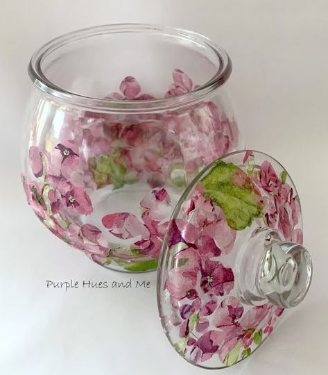 Napkin Flowers, Glass Decoupage, Dishwasher Safe Mod Podge, Decoupage Jars, Decoupage Tutorial, Decoupage Decor, Mod Podge Crafts, Decoupage Glass, Napkin Decoupage