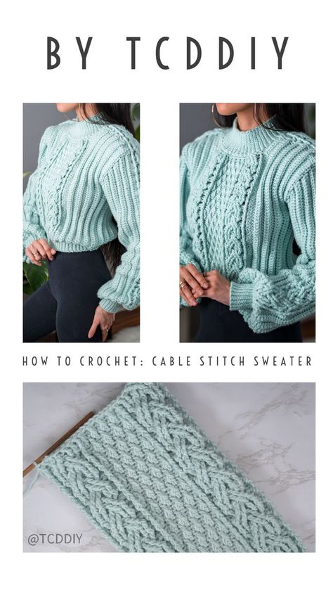 Crochet Baby Cardigan Free Pattern, Crochet Cardigan Outfit, Easy Sweater Knitting Patterns, Crochet Cable Stitch, Crochet Sweater Design, Crochet Sweater Pattern Free, Crochet Cable, Crochet Clothes For Women, Crochet Shrug