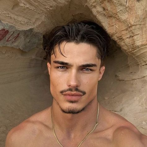 Dark Hair Light Eyes Men, Moroccan Men Handsome, Male Model Hairstyles, Mens Messy Hairstyles, Dark Hair Light Eyes, Crew Cut Haircut, Mustache And Goatee, Beard And Mustache Styles, Handsome Italian Men