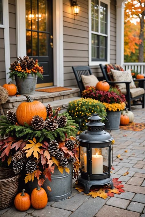 20 Fall Front Porch Ideas You’ll See Trending – ToolzView Fall Front Porch Decor Ideas, Fall Front Porch Ideas, Fall Planters, Fall Front Porch Decor, Fall Farmhouse, Fall Deco, Fall Thanksgiving Decor, Autumn Decorating, Front Porch Decor