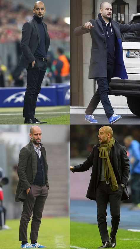 Pep Guardiola Style, Football Dress, Men In Suits, David Beckham Style, Bald Men Style, Formal Men Outfit, Football Manager, Bald Men, Pep Guardiola