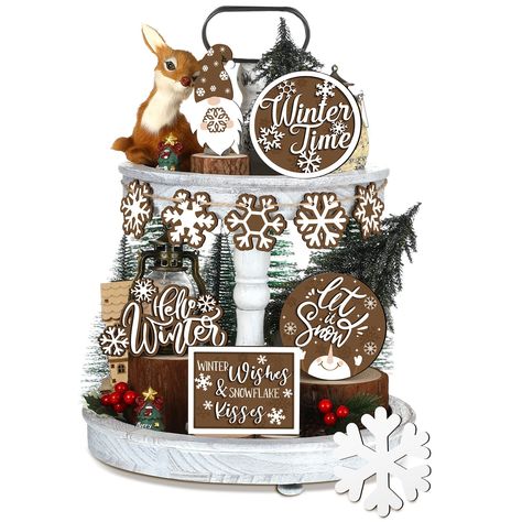 PRICES MAY VARY. Tiered Tray Decoration Set: the package includes 11 pieces of Christmas tiered tray decor set, equipped with a rope approx. 1 meter/ 3.28 ft, sufficient quantity and bright color to meet your decorative needs and replacement in winter; You can share them with your family and friends to enjoy the fun Strong and Long Lasting: these winter decorations for tiered tray are made of quality wood material, featuring nice stability, and smooth in surface without burr, comfortable to touc Winter Wooden Signs, Snowman Tiered Tray, Wooden Tray Decor, Tiered Tray Decorations, Winter Tiered Tray Decor, Coffee Gnome, Led Lights For Home, Christmas Tiered Tray Decor, Rustic Wood Crafts