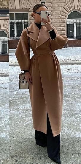 Amazon.com: chouyatou Women's Winter Casual Bishop Sleeve Wool Coat Elegant Double Breasted Wool Blend Pea Coat (X-Large, Brown) : 服裝，鞋子和珠寶 Coat Elegant, Bishop Sleeve, Pea Coat, Pea Coats, Casual Coat, Winter Casual, Wool Coat, Winter Women, Double Breasted