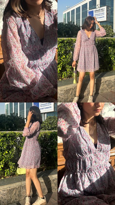 Short Frok Photo Poses, Aesthetic Frock Poses, Aesthetic Poses In One Piece Dress, Poses In Frock For Instagram, Poses In One Piece Dress, Poses In Frock, Short Dress Poses Instagram, Western Pose, Dress Layout