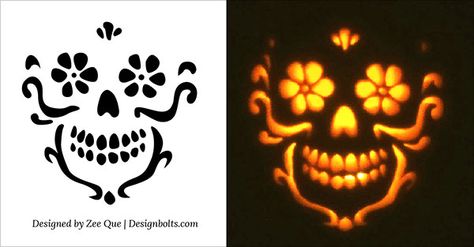 Free-Beautiful-Skull-Pumpkin-Carving-Stencil-2015 Cool Pumpkin Carving, Scary Pumpkin Carving Patterns, Pumkin Decoration, Stencils Patterns, Pumpkin Carving Patterns Free, Halloween Pumpkin Stencils, Pumpkin Carving Stencils, Pumpkin Funny, Scary Halloween Pumpkins