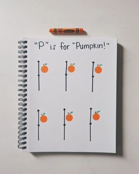 Fall Fine Motor Journal Ideas, Letter P Pumpkin Craft, Toddler Learning Journal Fall, Fall Preschool Journal Ideas, Fall Toddler Journal Activities, Fall Toddler Journal, Fall Learning Journal, P Is For Pumpkin, Preschool Learning Journal