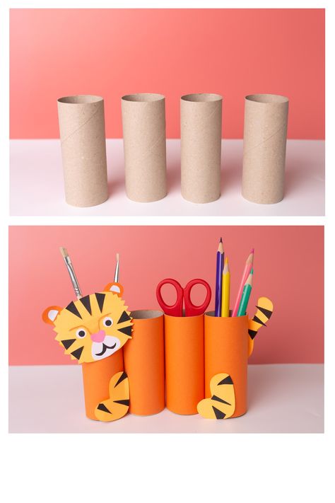 7 Ways to Make a Diy Colored Pencil Holder - In The Playroom Cardboard Pencil Holder, Pencil Holder Ideas, Diy Pencil Holders, Pencil Holder Craft, Pencil Holder Diy, Colored Pencil Holder, Office Room Design, Diy Pencil Holder, Kids Workshop