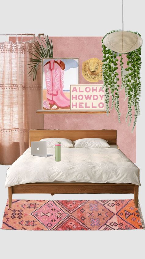 Pink Western Room, Pink Western Bedroom, Western Chic Bedroom, Cowgirl Room Ideas, Coastal Cowgirl Bedroom, Surf Shack Style, Coastal Cowgirl Room, Pink Coastal Cowgirl, Cowgirl Bedroom