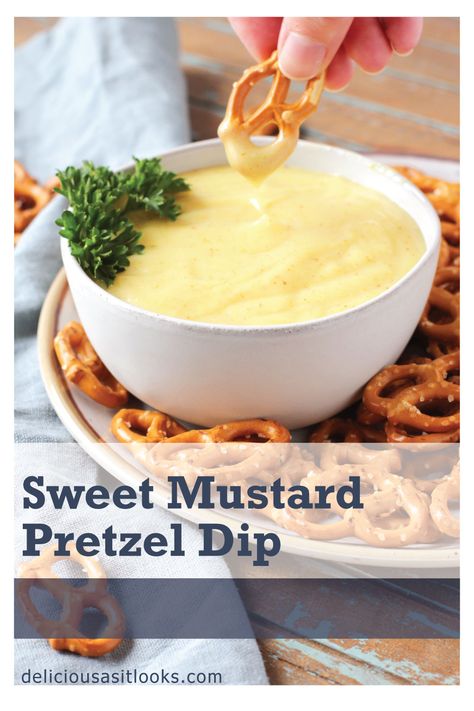 Sweet Mustard Pretzel Dip Mustard Dip For Pretzels Recipes, Soft Pretzel Mustard Dip, Mustard Pretzel Dip Recipes, Pretzel Dips Easy, Mustard Dip For Pretzels, Honey Mustard Pretzel Dip, Mustard Pretzel Dip, Healthy Pretzels, Dip For Pretzels